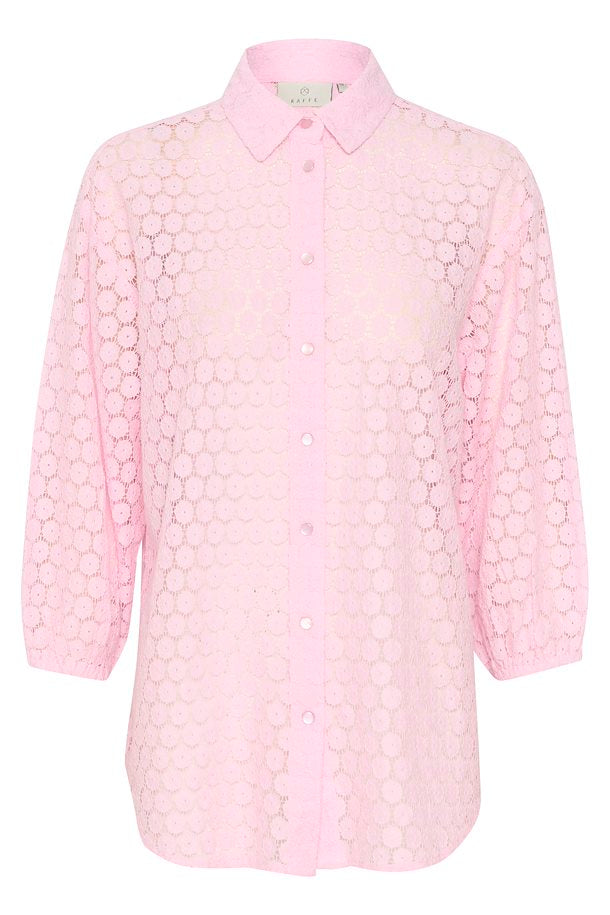 Kaffe Women’s KAloren Lace Shirt in Pink Mist