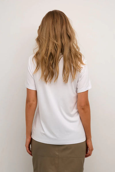 Kaffe Womens KAelin T-Shirt in White/Black Graphic Square