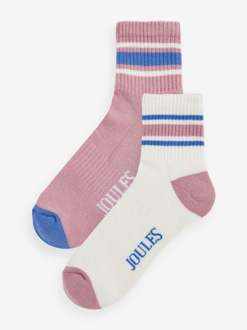 Joules Volley Pink/White Tennis Socks 2PK