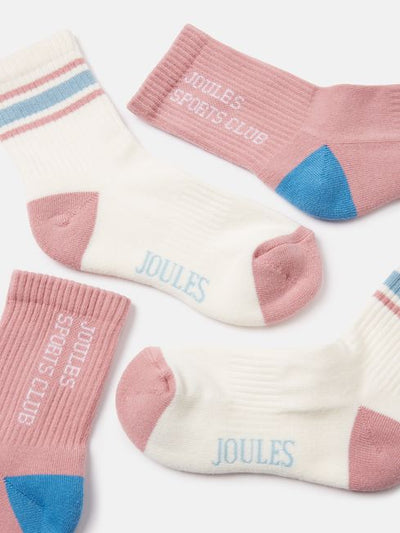 Joules Girls' Volley Pink Pack of Two Tennis Socks ( JNR)