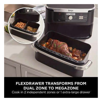 Ninja Foodi FlexDrawer AF500UK Air Fryer, 10.4L, Black