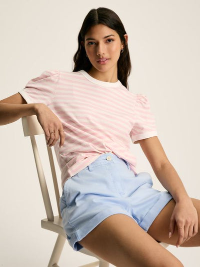 Joules Women’s Erin Pink/Cream Short Sleeve T-Shirt