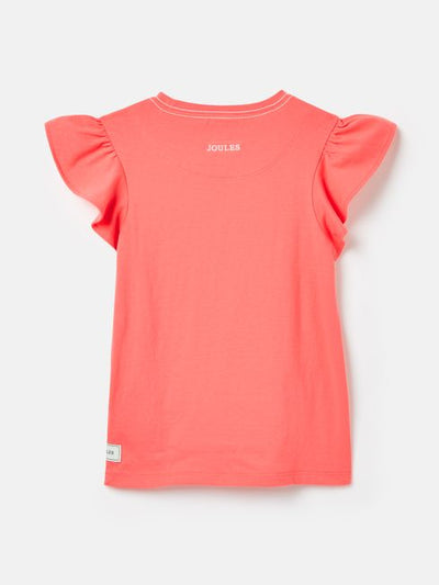 Joules Girls Flutter Astra Pink Short Sleeve Artwork T-Shirt