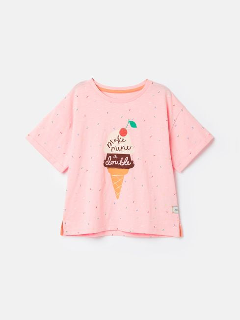 Joules Girls Fun Days Pink Short Sleeve Graphic T-shirt