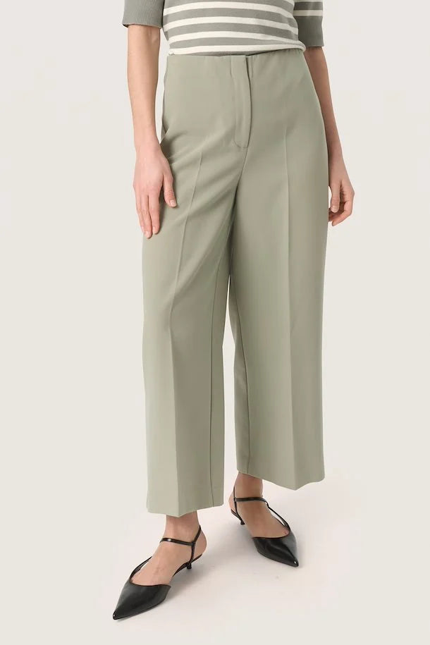 Soaked in Luxury SLCorinne Wide Cropped Pants in Shadow