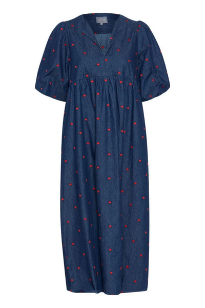 Culture Ladies CUmichelle Dress Blue/Red Hearts, Michelle