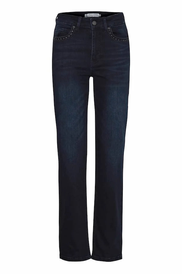 Pulz Jeans Women’s PZCarlyHW Jeans in Blue Black Denim, Carly