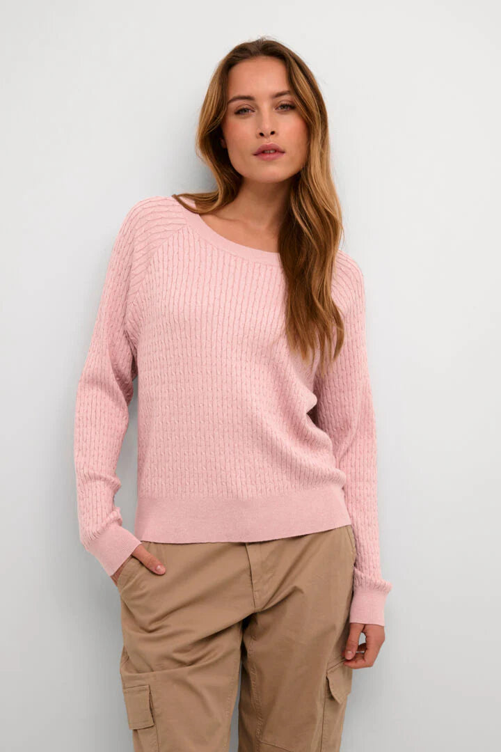 Culture CUbalu Annemarie Cable Pullover in Pale Mauve, Balu