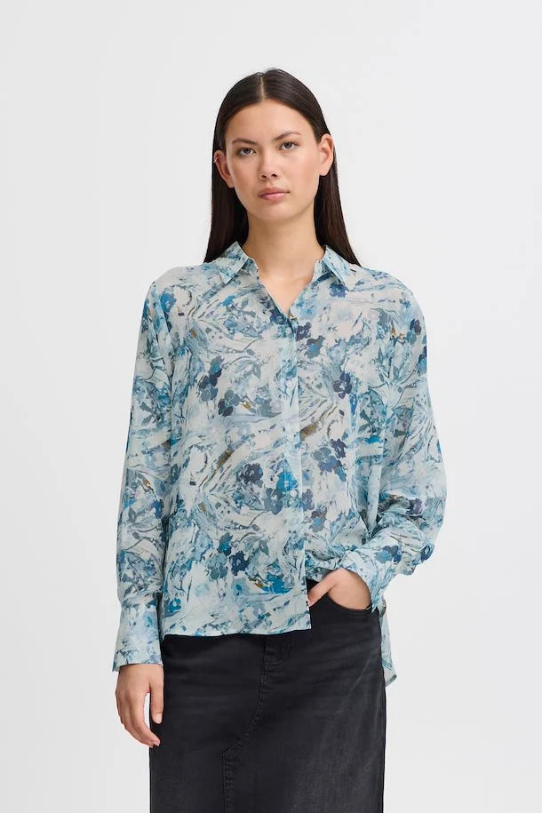 Ichi Women’s IHNeally Shirt in Multi Art AOP, Neally