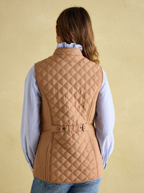 Joules Women’s Minx Tan Showerproof Diamond Quilted Gilet