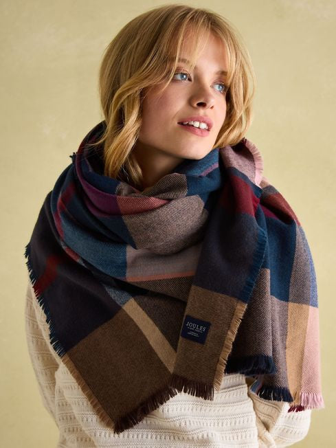 Joules Women’s Bracewell Scarf in Multi Check