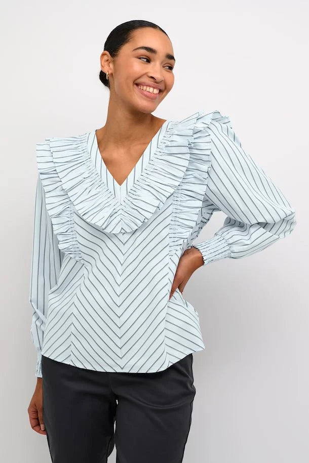 Kaffe Women’s KAjerrie Blouse in Celestial Blue/Dark