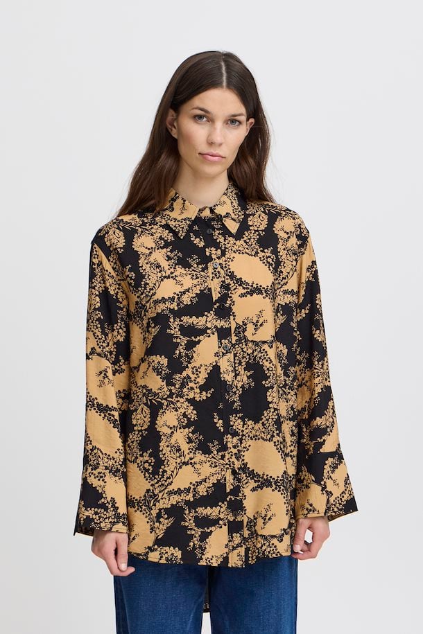 Ichi Women’s IHUTTARA Shirt in Iced Coffee Flower AOP, Uttara