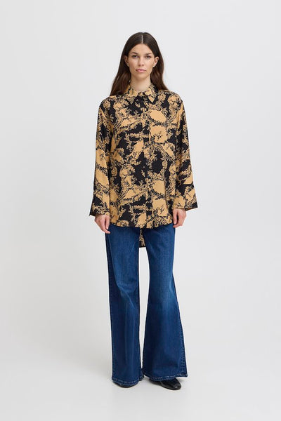 Ichi Women’s IHUTTARA Shirt in Iced Coffee Flower AOP, Uttara