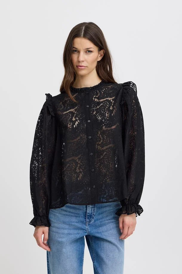 Ichi IHYarrow Shirt in Black, Yarrow