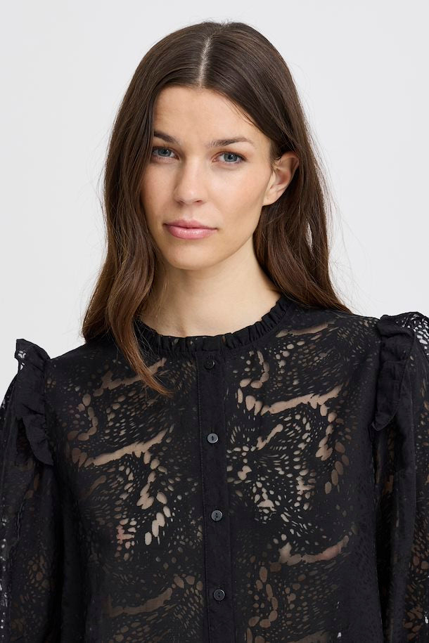 Ichi IHYarrow Shirt in Black, Yarrow