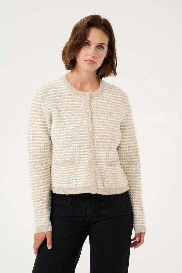 Kaffe KAellery Knit Cardigan in feather grey/chalk