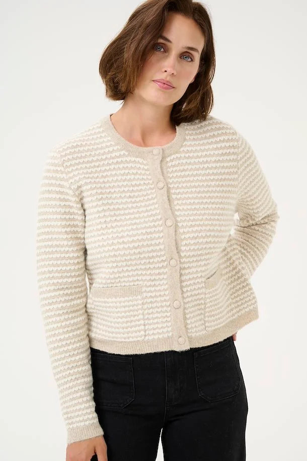 Kaffe KAellery Knit Cardigan in feather grey/chalk