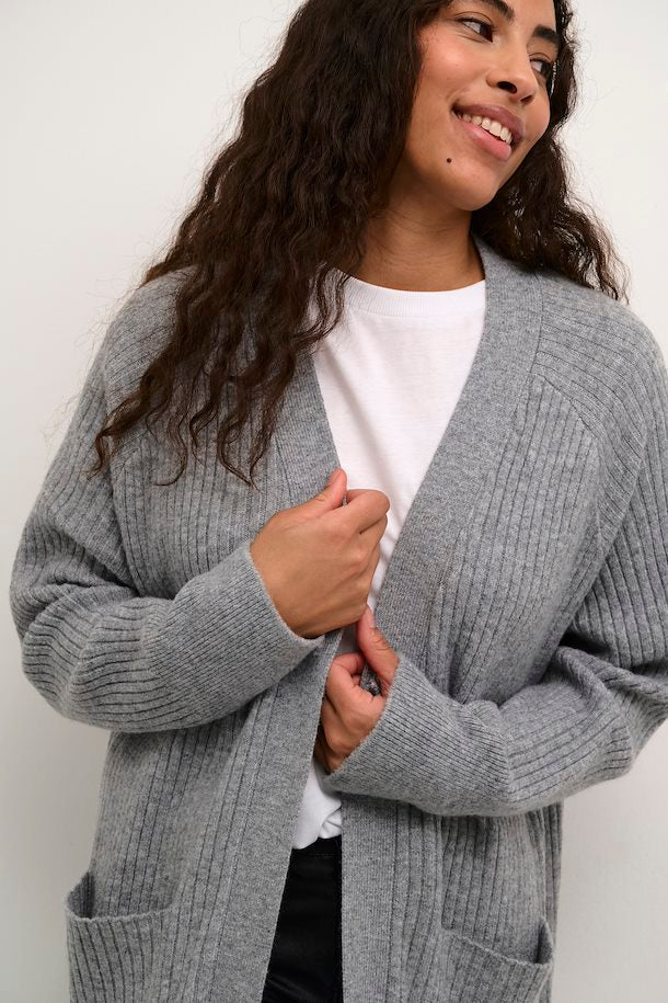 Kaffe Women’s KArinya Cardigan in Gray Melange, Rinya