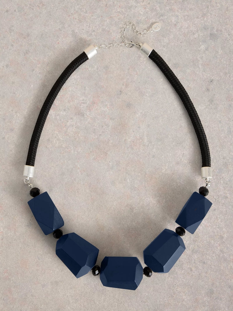 White Stuff Carnation Beaded Necklace in Dark Navy