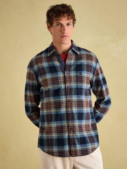 Joules Men’s Buchanan Green/Navy Soft Brushed Cotton Check Shirt