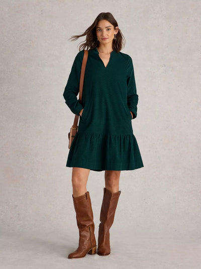 White Stuff Women’s Daria Cord Dress in Dark Green