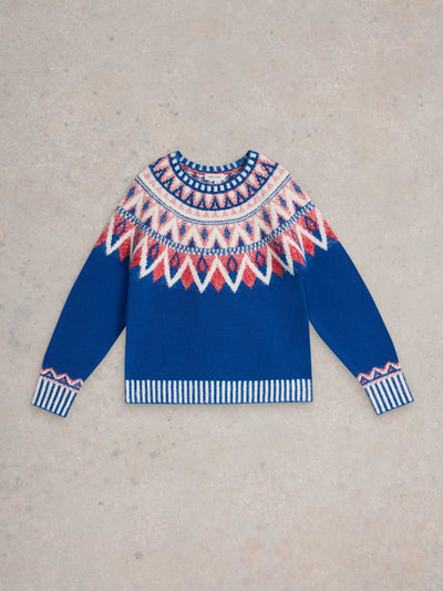 White Stuff Women Sapphire Fairisle Jumper in Blue Multi