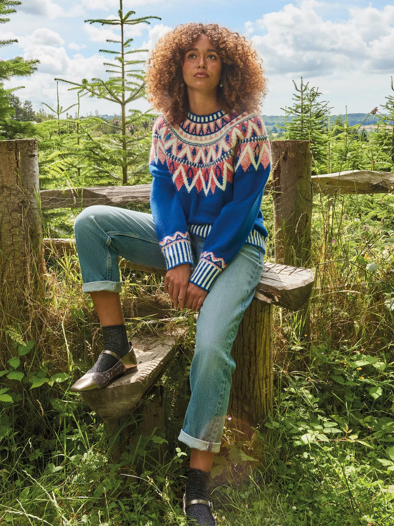 White Stuff Women Sapphire Fairisle Jumper in Blue Multi