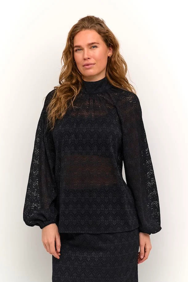 Kaffe Women’s Kasmilla Lace Blouse - Black Deep