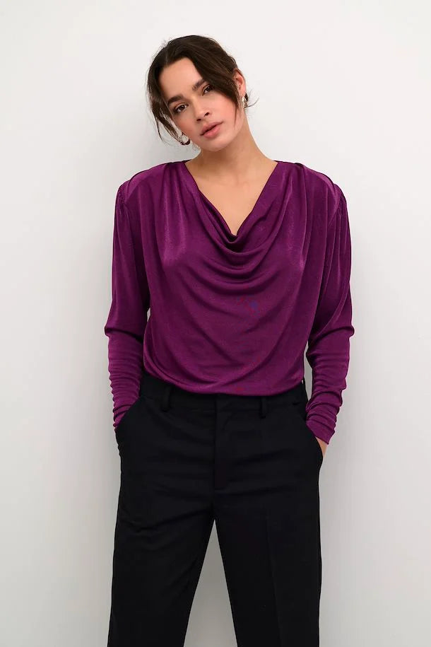 Kaffe Women’s KAgina Jersey Blouse in Gloxinia