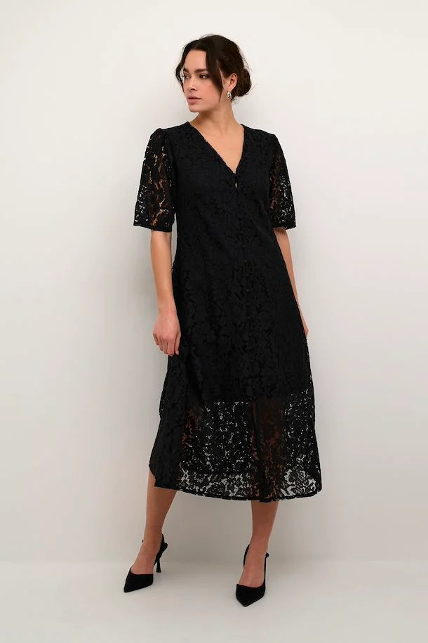 Kaffe Women’s KAnomi Lace Dress in Black Deep