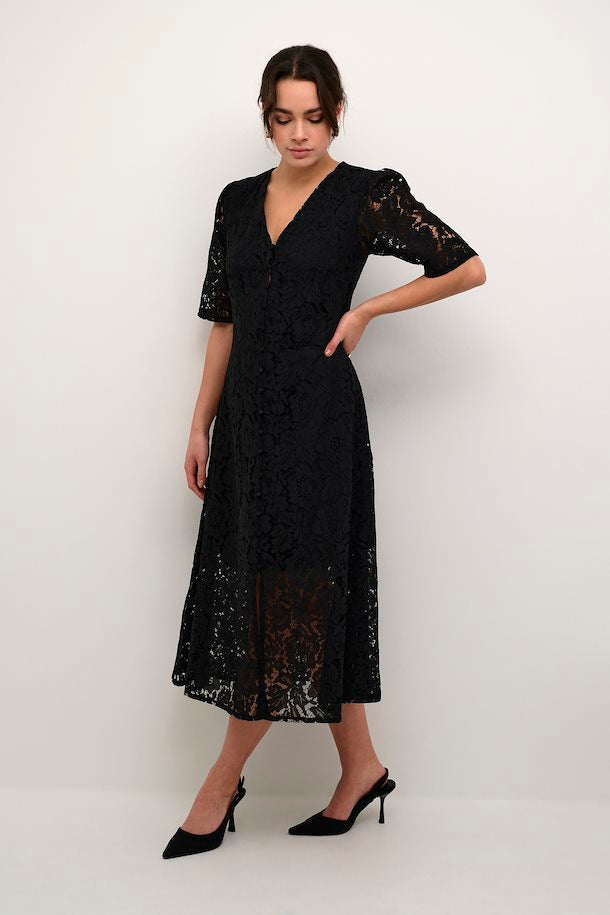 Kaffe Women’s KAnomi Lace Dress in Black Deep