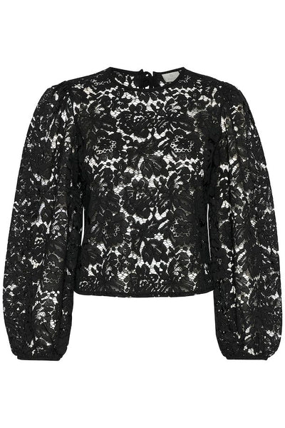 Kaffe Women’s Kanomi Lace Blouse in Black Deep