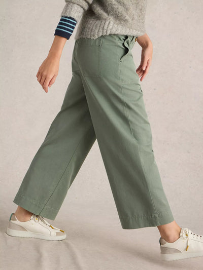 White Stuff Women’s Romy Wide Leg Cropped Trouser in Dust Green