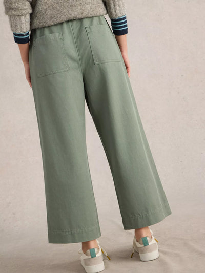 White Stuff Women’s Romy Wide Leg Cropped Trouser in Dust Green