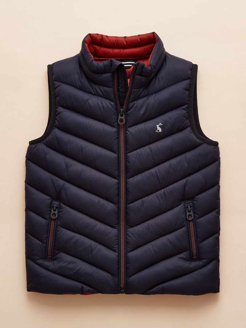 Joules Boy’s Crofton Showerproof Padded Gilet - Navy Blue