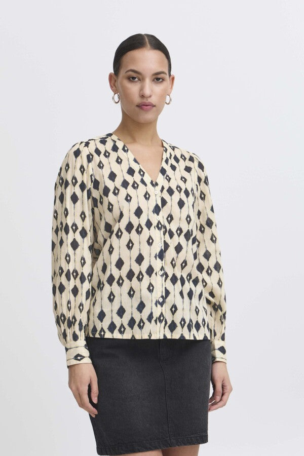 Ichi Women’s IHEMMERETTA Blouse in Total Eclipse, Emmetetta