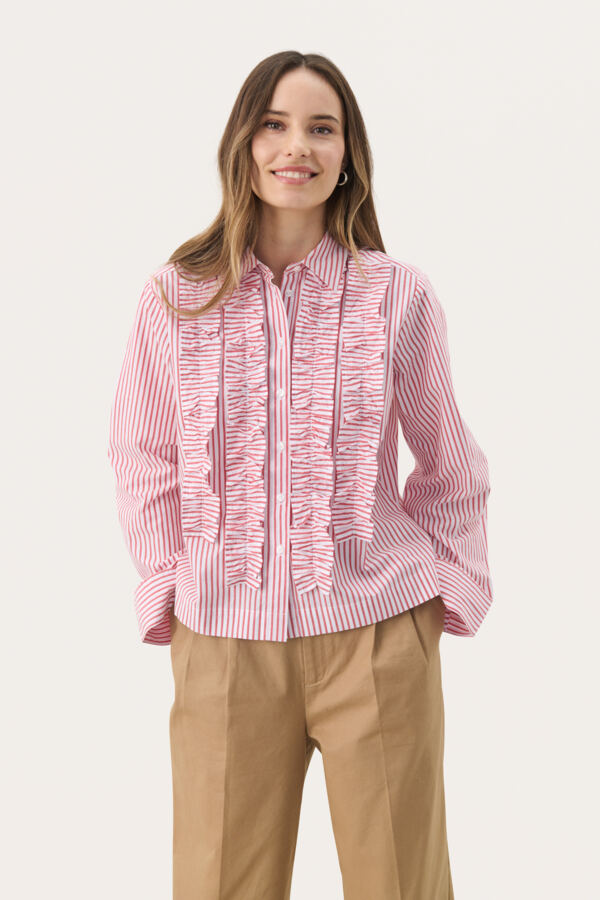 Part Two Women’s Pranvera Shirt in Mars Red Stripe, PranverPW