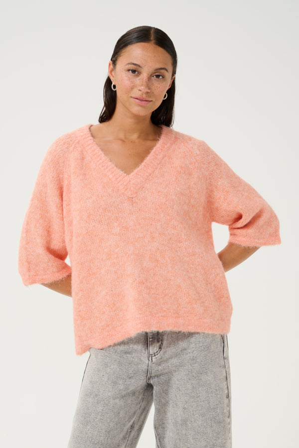 Kaffe Women’s KAemilie V-Neck Pullover in Peach Nectar