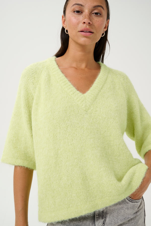 Kaffe Women’s KAemilie V-Neck Pullover in Lettuce Green