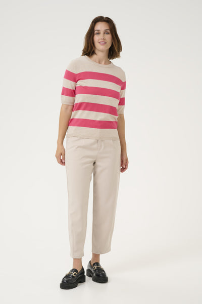 Kaffe Women’s KAlizza Striped Knit in Rasberry/FeatherG.in Bold Stripe