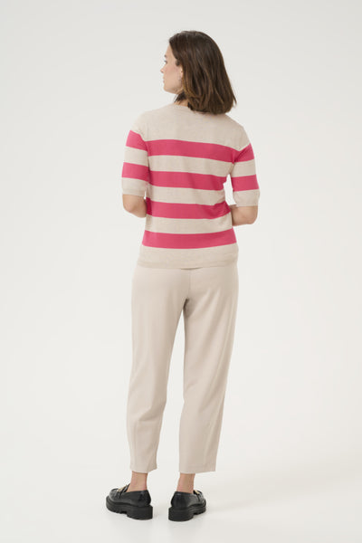 Kaffe Women’s KAlizza Striped Knit in Rasberry/FeatherG.in Bold Stripe