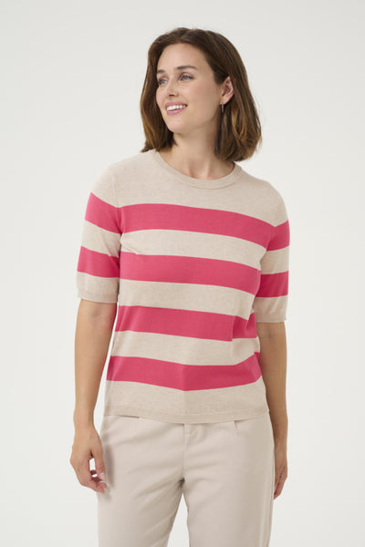 Kaffe Women’s KAlizza Striped Knit in Rasberry/FeatherG.in Bold Stripe