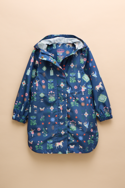 Joules Rainford Navy Waterproof Packable Raincoat With Hood