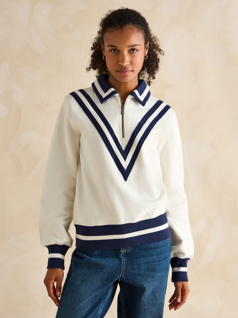 Joules Women’s Dawlish Cream Quarter Zip Sweatshirt