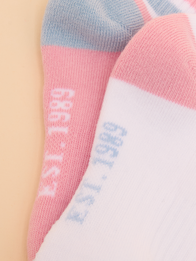 Joules Girls Kids' Volley Pink & Blue Pack of Two Tennis Socks