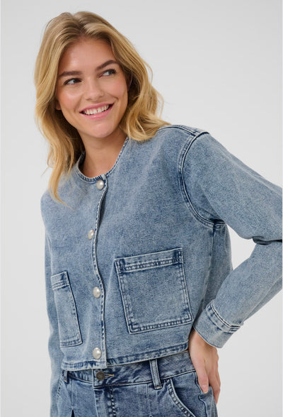 Kaffe Women’s KAdoriana Denim Jacket - Washed Blue Denim