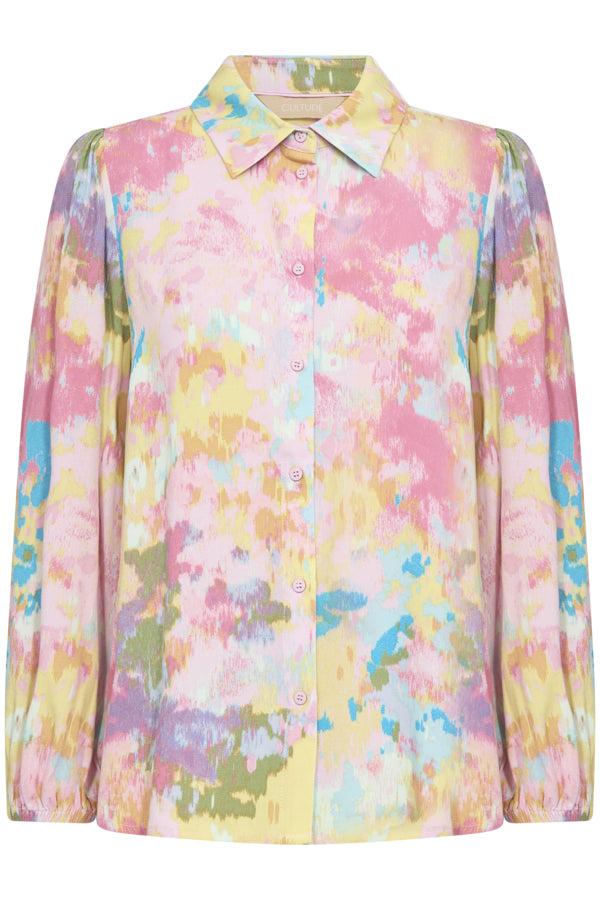 Culture Women’s CUvalerie Andrea Shirt in Yellow/Pink Abstract