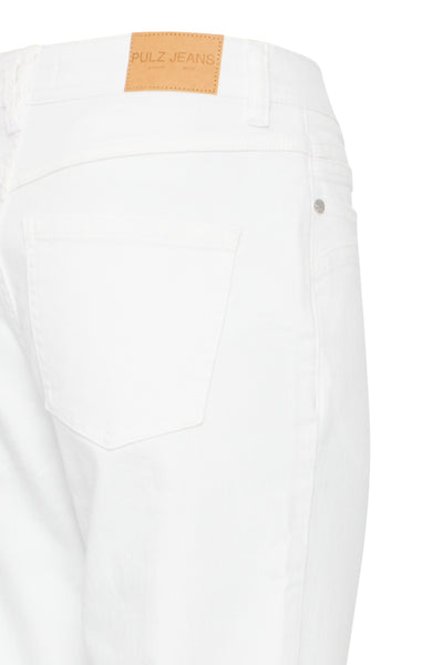 Pulz Jeans Women’s PZkatka High Waisted Jeans Straight Leg in White Denim