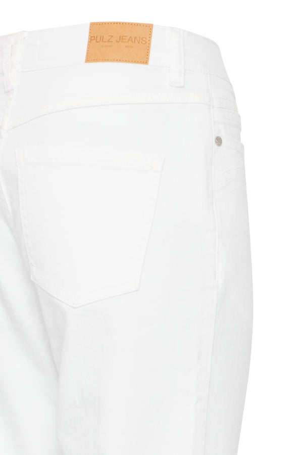 Pulz Jeans Women’s PZkatka High Waisted Jeans Straight Leg in White Denim